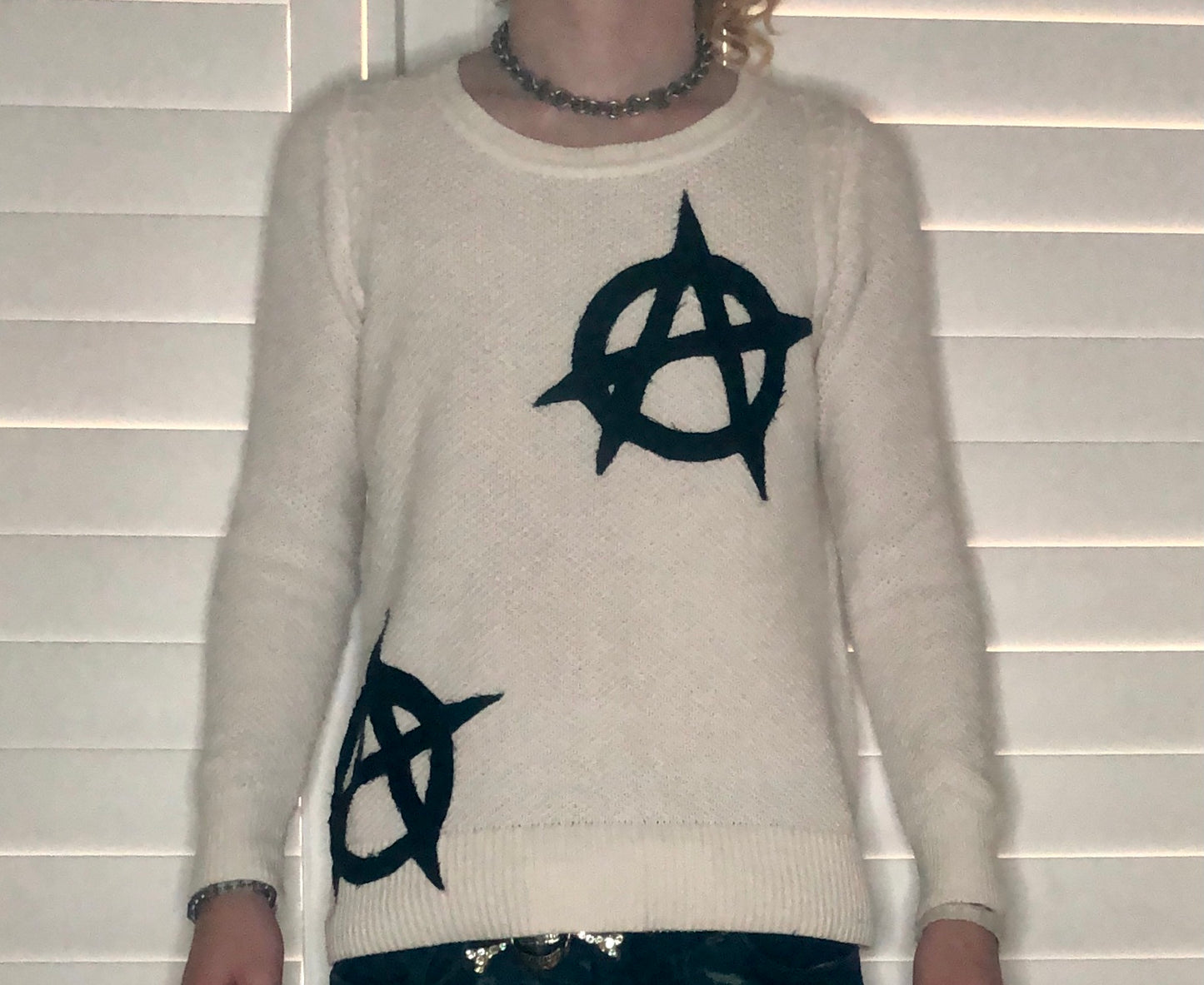 white anarchy sweater